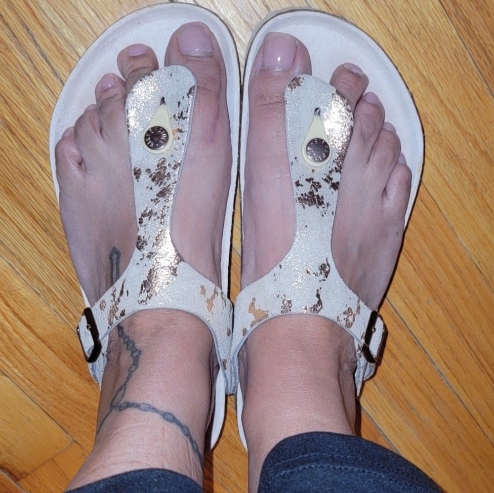 Birkenstock Gizeh Metallic Rose
